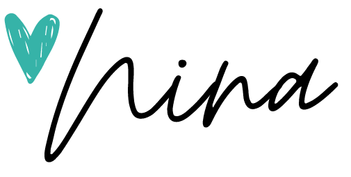 Nina Haley written in cursive with a turquoise heart